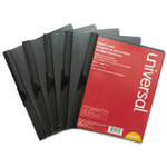 Universal Plastic Report Cover w/Clip, Letter, Holds 30 Pages, Clear/Black, 5/PK View Product Image