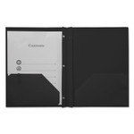 Universal Plastic Twin-Pocket Report Covers with 3 Fasteners, 100 Sheets, Black, 10/PK View Product Image