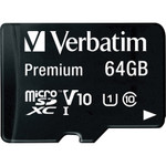 Verbatim 64GB Premium microSDXC Memory Card with Adapter, Up to 90MB/s Read Speed View Product Image