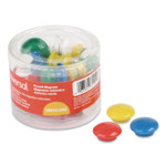 Universal Assorted Magnets, Plastic, 5/8" dia, 1" dia, 1 5/8" dia, Asst Colors, 30/Pack View Product Image