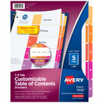 Avery Customizable TOC Ready Index Multicolor Dividers, 5-Tab, Letter View Product Image