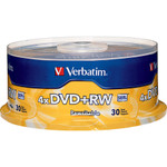 Verbatim DVD+RW Discs, 4.7GB, 4x, Spindle, 30/Pack View Product Image