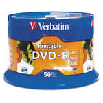 Verbatim DVD-R Disc, 4.7 GB, 16x, White, 50/Pk View Product Image