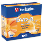 Verbatim DVD-R Discs, 4.7GB, 16x, w/Slim Jewel Cases, 10/Pack View Product Image