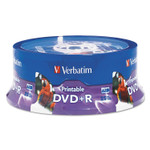 Verbatim DVD+R, 4.7GB, 16X, White Inkjet Printable, Hub Printable, 25/PK Spindle View Product Image