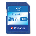 Verbatim 4GB Premium SDHC Memory Card, UHS-I U1 Class 10, Up to 30MB/s Read Speed View Product Image