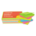 Universal Self-Stick Note Pads, 3 x 3, Assorted Neon Colors, 100-Sheet, 12/Pack View Product Image