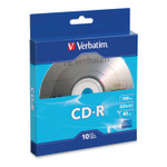 Verbatim CD-R Recordable Disc, 700MB, 52x, Silver, 10/Pack View Product Image