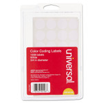 Universal Self-Adhesive Removable Color-Coding Labels, 0.75" dia., White, 28/Sheet, 36 Sheets/Pack View Product Image