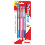 Pentel Clic Eraser Grip Eraser, White Polyvinyl Chloride Eraser, Randomly Assorted Barrel Colors, 3/Pack PENZE21TBP3M View Product Image