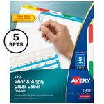 Avery Print and Apply Index Maker Clear Label Dividers, 5 Color Tabs, Letter, 5 Sets AVE11418 View Product Image