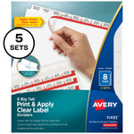 Avery Print and Apply Index Maker Clear Label Dividers, 8 White Tabs, Letter, 5 Sets AVE11493 View Product Image