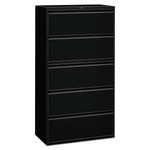 Alera Five-Drawer Lateral File Cabinet, 36w x 18d x 64.25h, Black View Product Image