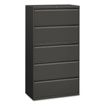 Alera Five-Drawer Lateral File Cabinet, 36w x 18d x 64.25h, Charcoal View Product Image