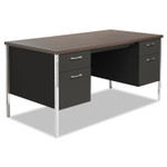 Alera Double Pedestal Steel Desk, 60" x 30" x 29.5", Mocha/Black View Product Image