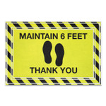 Apache Mills Message Floor Mats, 24 x 36, Black/Yellow, "Maintain 6 Feet Thank You" View Product Image