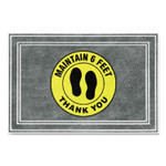 Apache Mills Message Floor Mats, 24 x 36, Charcoal/Yellow, "Maintain 6 Feet Thank You" View Product Image