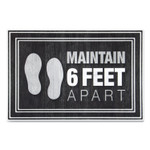 Apache Mills Message Floor Mats, 24 x 36, Charcoal, "Maintain 6 Feet Apart" View Product Image