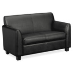 HON Circulate Leather Reception Two-Cushion Loveseat, 53.5w x 28.75d x 32h, Black View Product Image