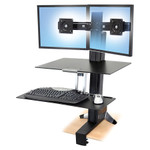 WorkFit by Ergotron WorkFit-S Sit-Stand Workstation with Worksurface, Dual LCD Monitors, 27w x 15d x 29.5h, Aluminum/Black View Product Image