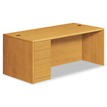 HON 10700 Series Single Pedestal Desk, Full Left Pedestal, 72w x 36d x 29.5h, Harvest View Product Image