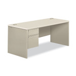 HON 38000 Series Single Pedestal Desk, Left, 66w x 30d x 30h, Silver Mesh/Light Gray View Product Image