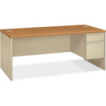 HON 38000 Series Right Pedestal Desk, 72w x 36d x 29.5h, Harvest/Putty View Product Image