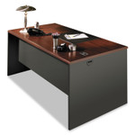 HON 38000 Series Desk Shell, 60w x 30d x 29.5h, Mahogany/Charcoal View Product Image