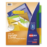 Avery Insertable Big Tab Plastic Three-Pocket Corner Lock Dividers, 5-Tab, 11.13 x 9.25, Assorted, 1 Set View Product Image