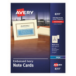 Avery Embossed Note Cards, Inkjet, 4 1/4 x 5 1/2, Matte Ivory, 60/Pk w/Envelopes View Product Image