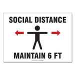 Accuform Social Distance Signs, Wall, 14 x 10, "Social Distance Maintain 6 ft", Human/Arrows, White, 10/Pack View Product Image