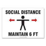 Accuform Social Distance Signs, Wall, 10 x 7, "Social Distance Maintain 6 ft", Human/Arrows, White, 10/Pack View Product Image