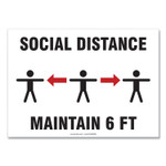 Accuform Social Distance Signs, Wall, 10 x 7, "Social Distance Maintain 6 ft", 3 Humans/Arrows, White, 10/Pack View Product Image