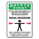 Accuform Social Distance Signs, Wall, 10 x 14, Customers and Employees Distancing Clean Environment, Humans/Arrows, Green/White, 10/PK View Product Image