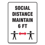 Accuform Social Distance Signs, Wall, 7 x 10, "Social Distance Maintain 6 ft", 2 Humans/Arrows, White, 10/Pack View Product Image