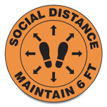 Accuform Slip-Gard Social Distance Floor Signs, 17" Circle, "Social Distance Maintain 6 ft", Footprint, Orange, 25/Pack View Product Image