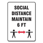 Accuform Social Distance Signs, Wall, 10 x 14, "Social Distance Maintain 6 ft", 2 Humans/Arrows, White, 10/Pack View Product Image