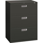 HON 600 Series Three-Drawer Lateral File, 30w x 18d x 39.13h, Charcoal View Product Image