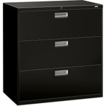 HON 600 Series Three-Drawer Lateral File, 42w x 18d x 39.13h, Black View Product Image