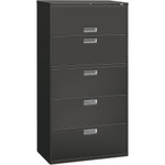 HON 600 Series Five-Drawer Lateral File, 36w x 18d x 64.25h, Charcoal View Product Image