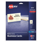 Avery Printable Microperforated Business Cards with Sure Feed Technology, Inkjet, 2 x 3.5, Ivory, Matte, 250/Pack View Product Image