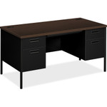 HON Metro Classic Double Pedestal Desk, 60w x 30d x 29.5h, Mocha/Black View Product Image