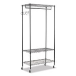 Alera Wire Shelving Garment Rack, 30 Garments, 36w x 18d x 75h, Black View Product Image