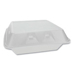 Pactiv SmartLock Vented Foam Hinged Lid Containers, , 9 x 9.25 x 3.25, 3-Compartment, White, 150/Carton View Product Image