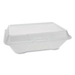 Pactiv Foam Hinged Lid Containers, Single Tab Lock #205 Utility, 9.19 x 6.5 x 2.75, 1-Compartment, White, 150/Carton View Product Image