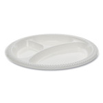 Pactiv Meadoware OPS Dinnerware, 3-Compartment Plate, 8.88" Diameter, White, 400/Carton View Product Image