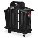 Rubbermaid Commercial Executive High Security Janitorial Cleaning Cart, 23.1w x 39.6d x 27.5h, Black View Product Image