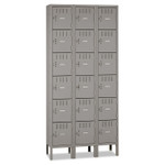 Tennsco Box Compartments with Legs, Triple Stack, 36w x 18d x 78h, Medium Gray View Product Image