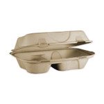 World Centric Fiber Hinged Hoagie Box Containers, 2 Compartments, 9 x 6 x 3, Natural, 500/Carton View Product Image