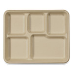 World Centric Fiber Trays, School Tray with Five-Compartments, 10.5 x 8.5 x 1, Natural, 400/Carton View Product Image